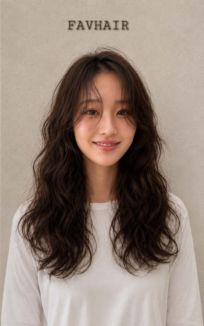 내추럴 롱 웨이브 펌